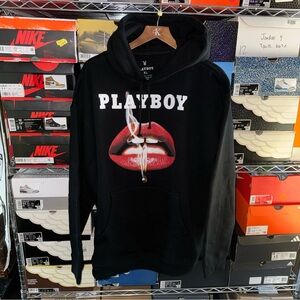 PLAYBOY Black and Red Graphic Hoodie